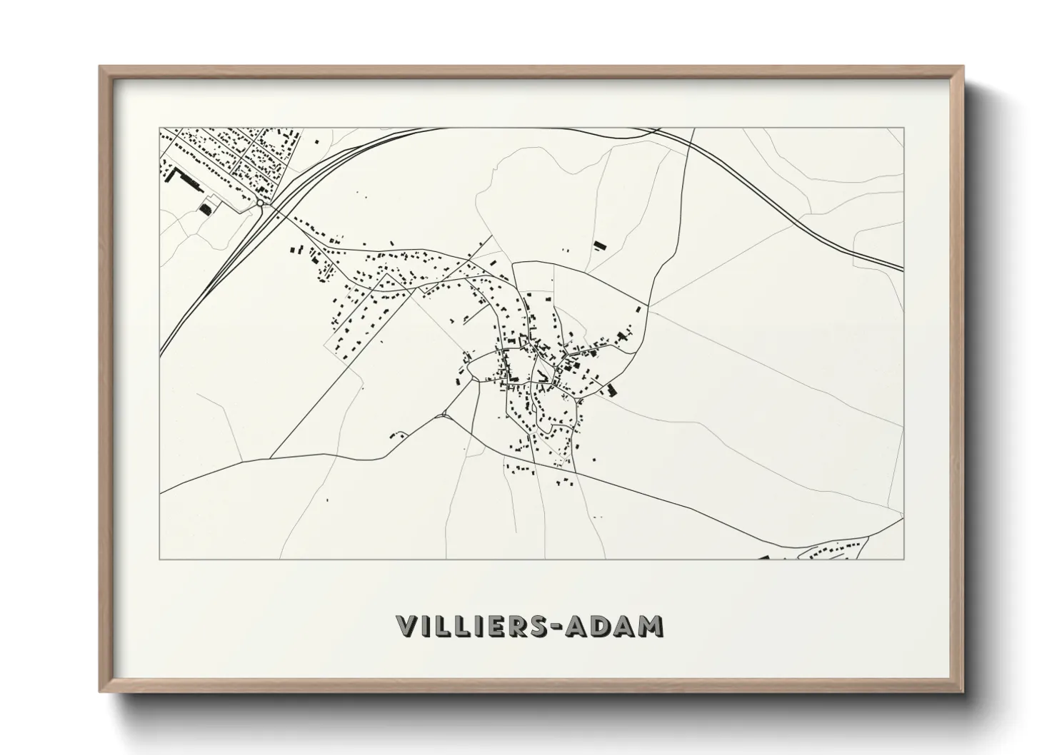 Une affiche de carte sur Villiers-Adam