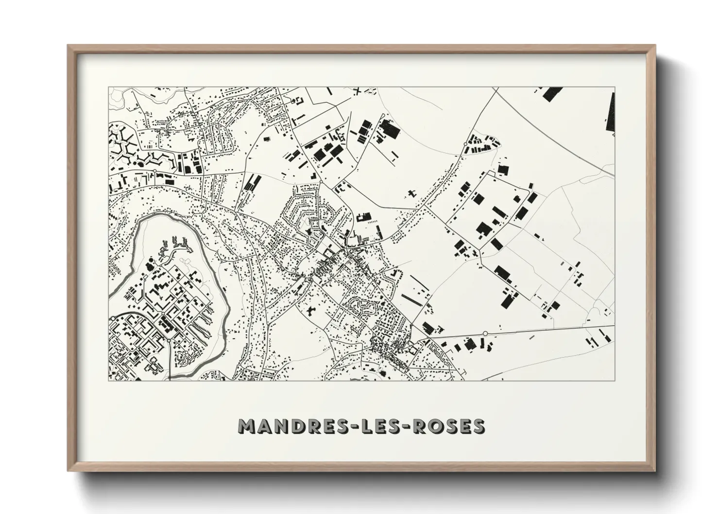 Une affiche de carte sur Mandres-les-Roses