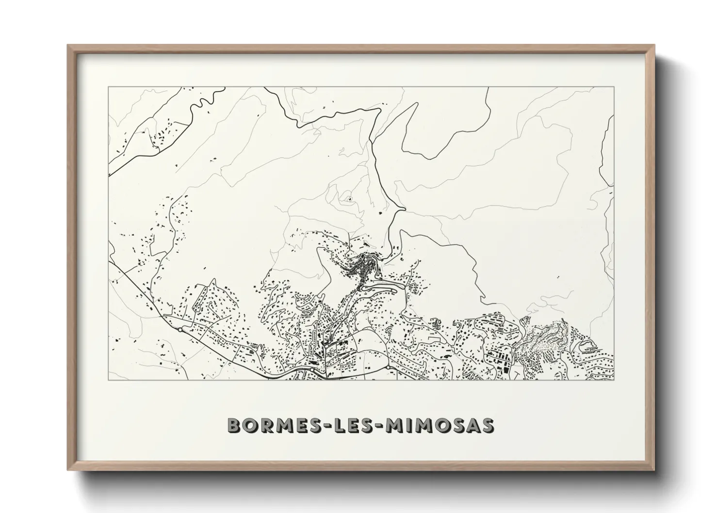 Une affiche de carte sur Bormes-les-Mimosas