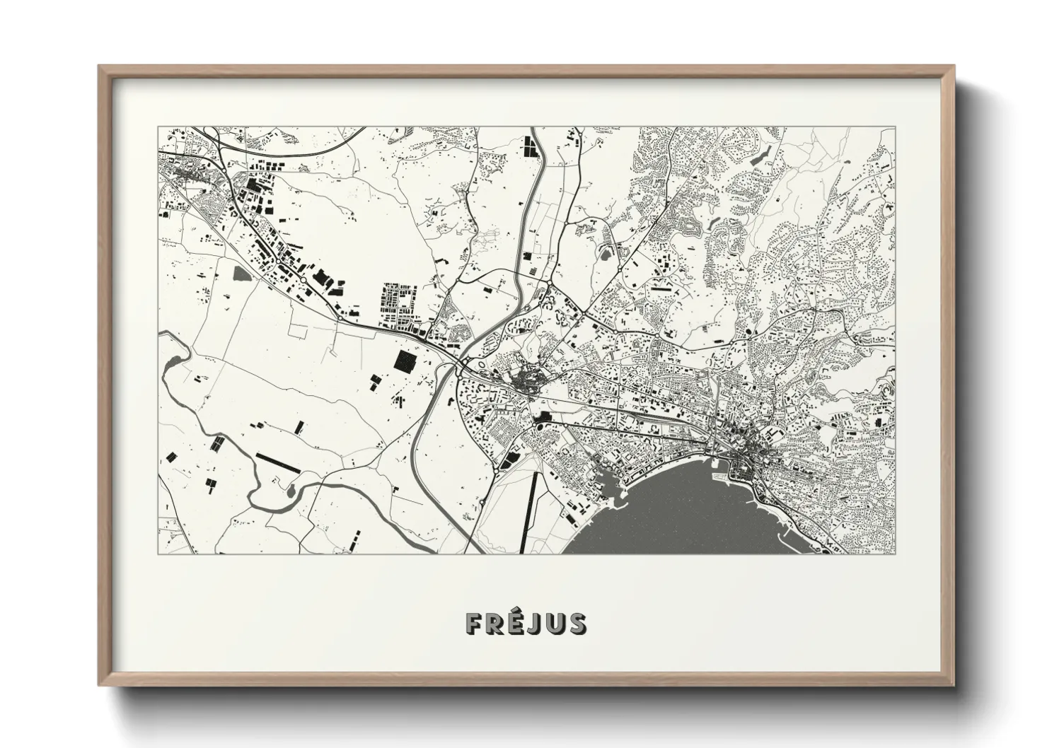 Une affiche de carte sur Fréjus