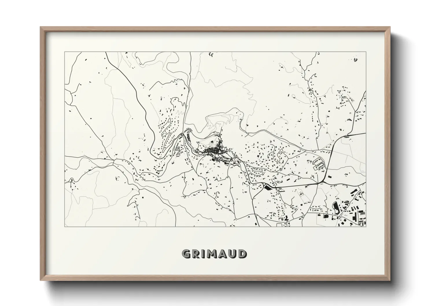 Une affiche de carte sur Grimaud