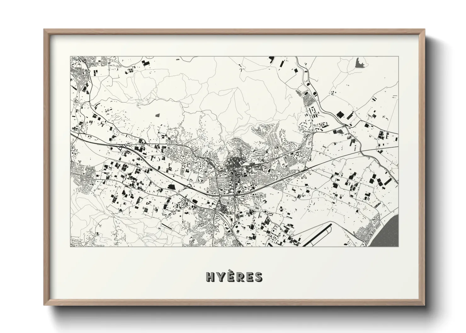 Une affiche de carte sur Hyères