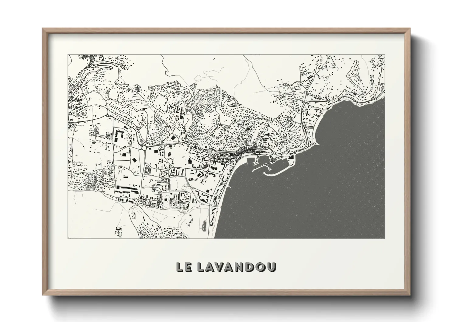 Une affiche de carte sur Le Lavandou