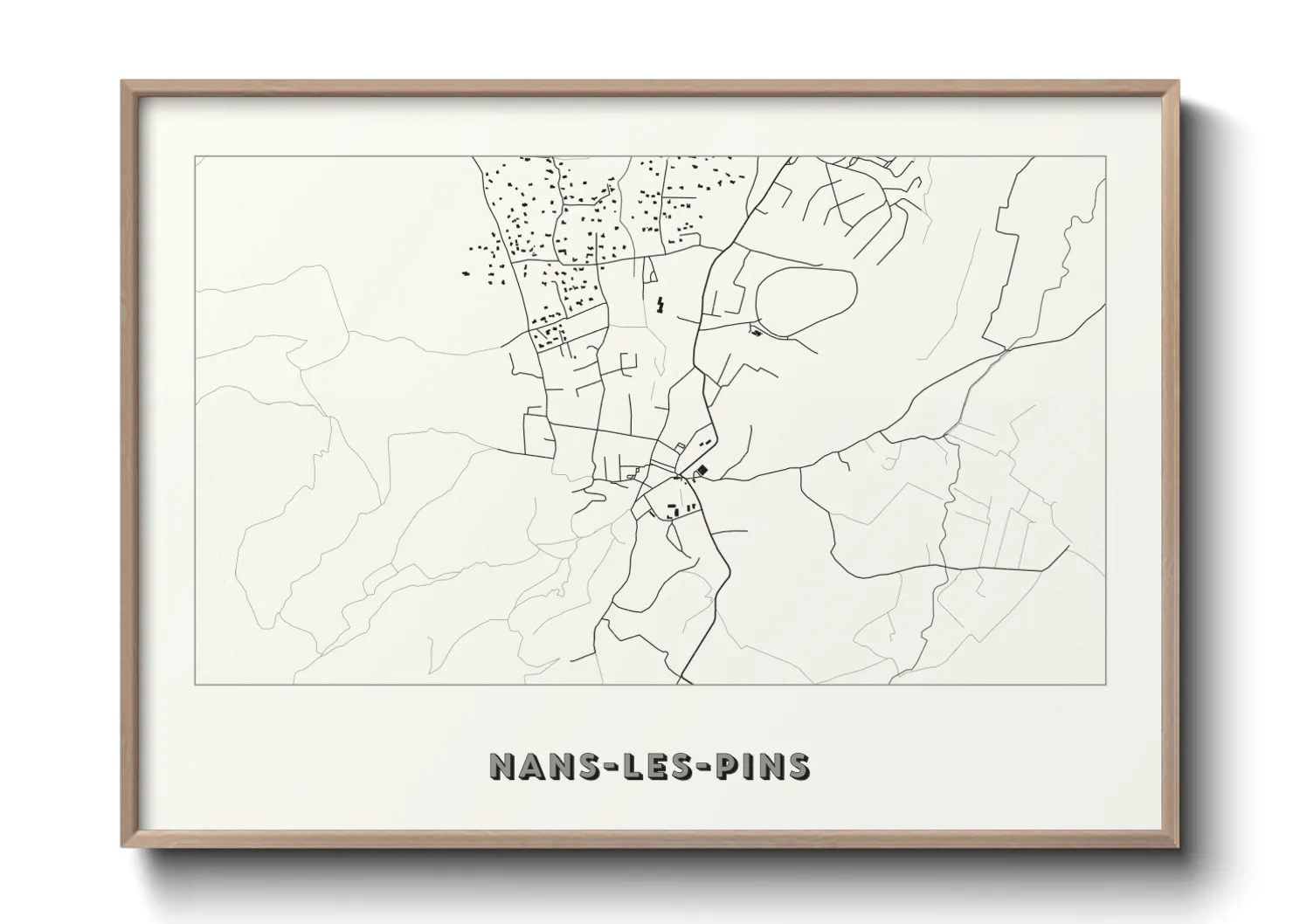 Une affiche de carte sur Nans-les-Pins