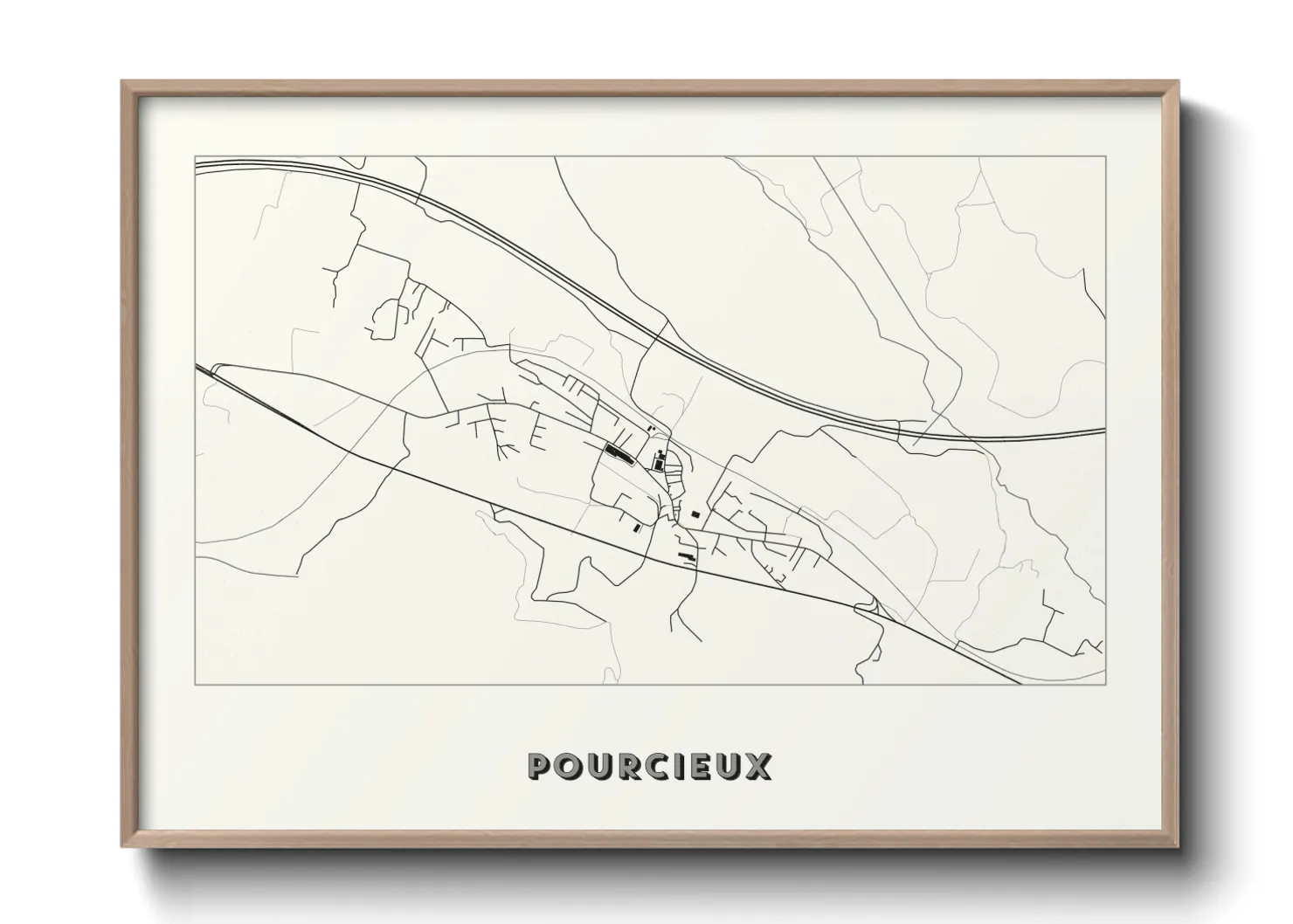 Une affiche de carte sur Pourcieux