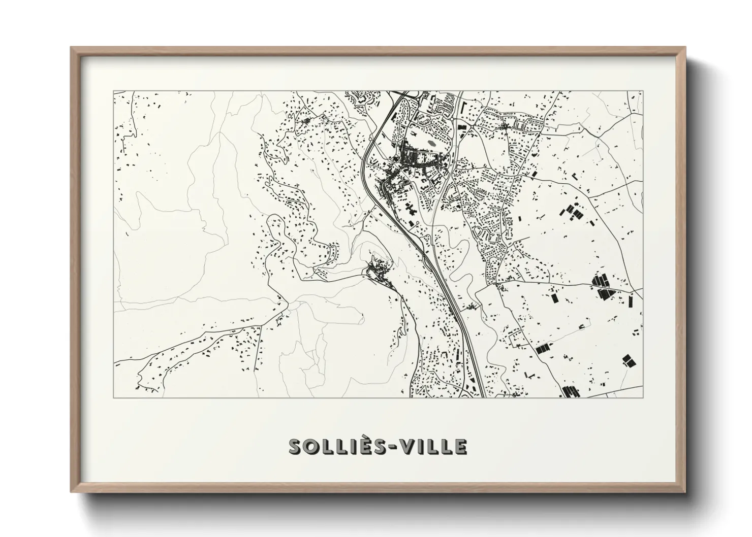 Une affiche de carte sur Solliès-Ville
