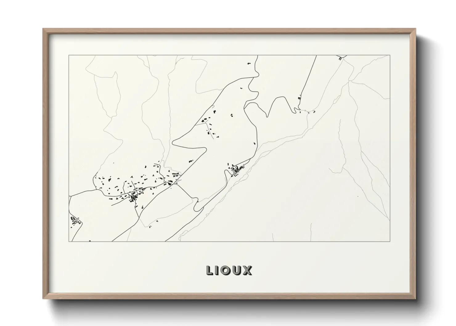 Une affiche de carte sur Lioux