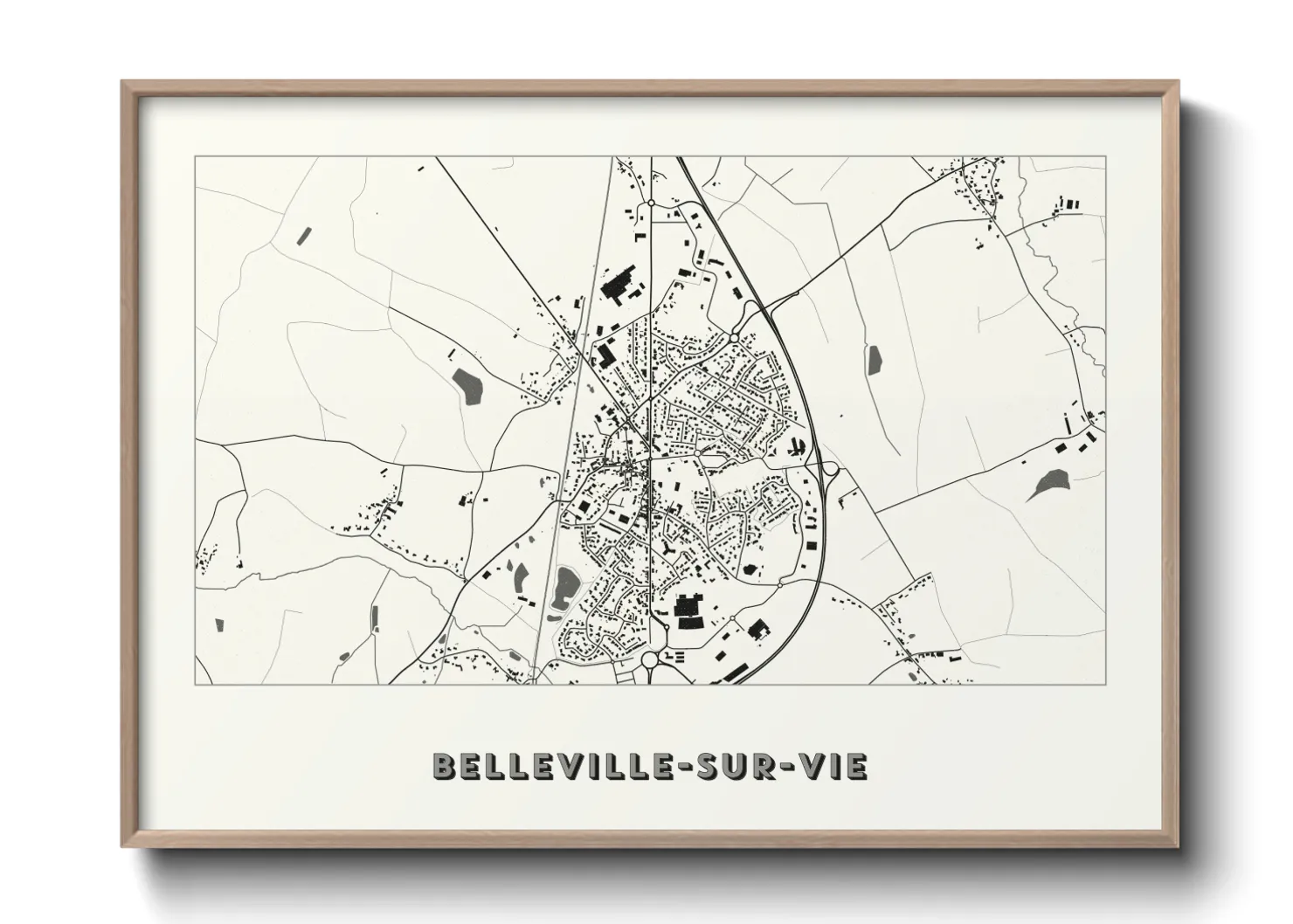 Une affiche de carte sur Belleville-sur-Vie