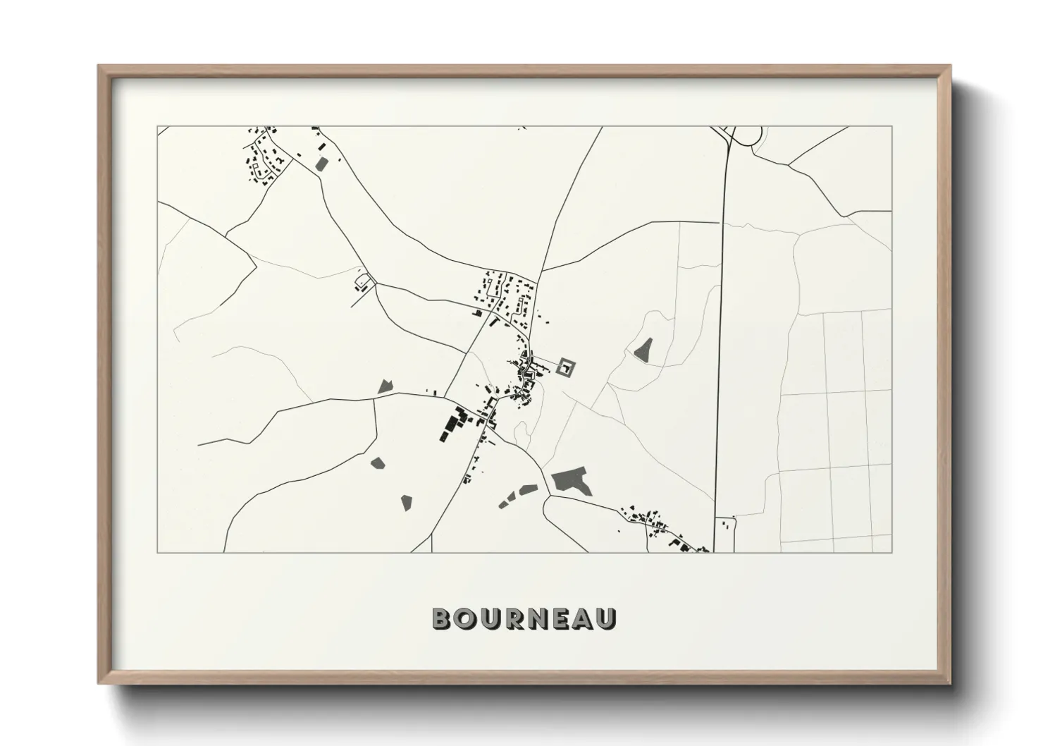 Une affiche de carte sur Bourneau