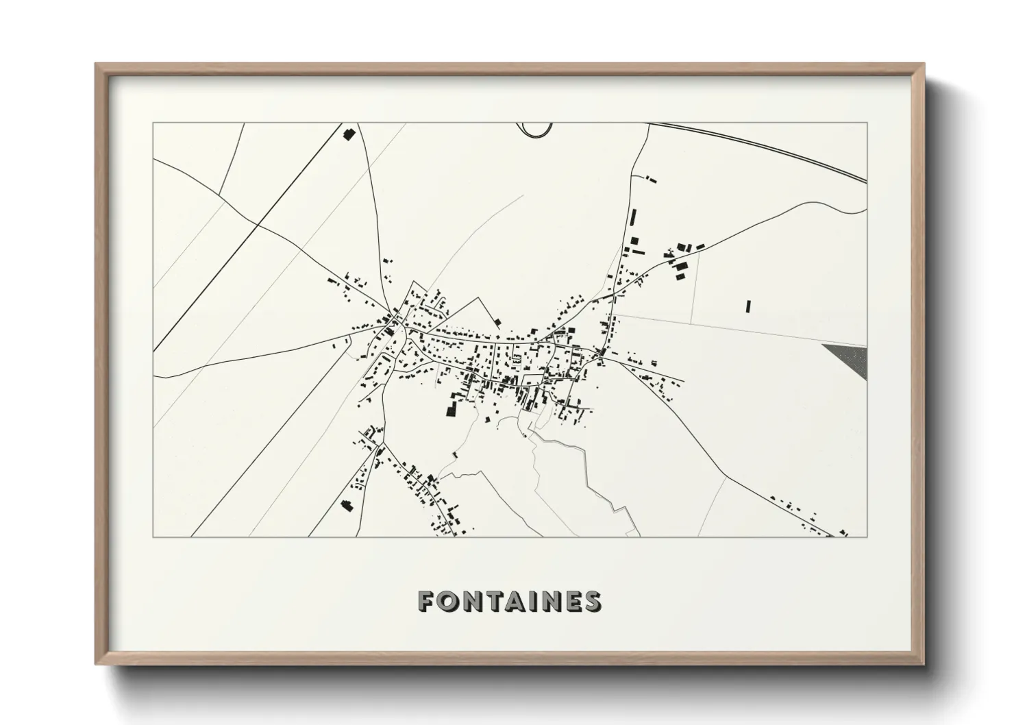 Une affiche de carte sur Fontaines