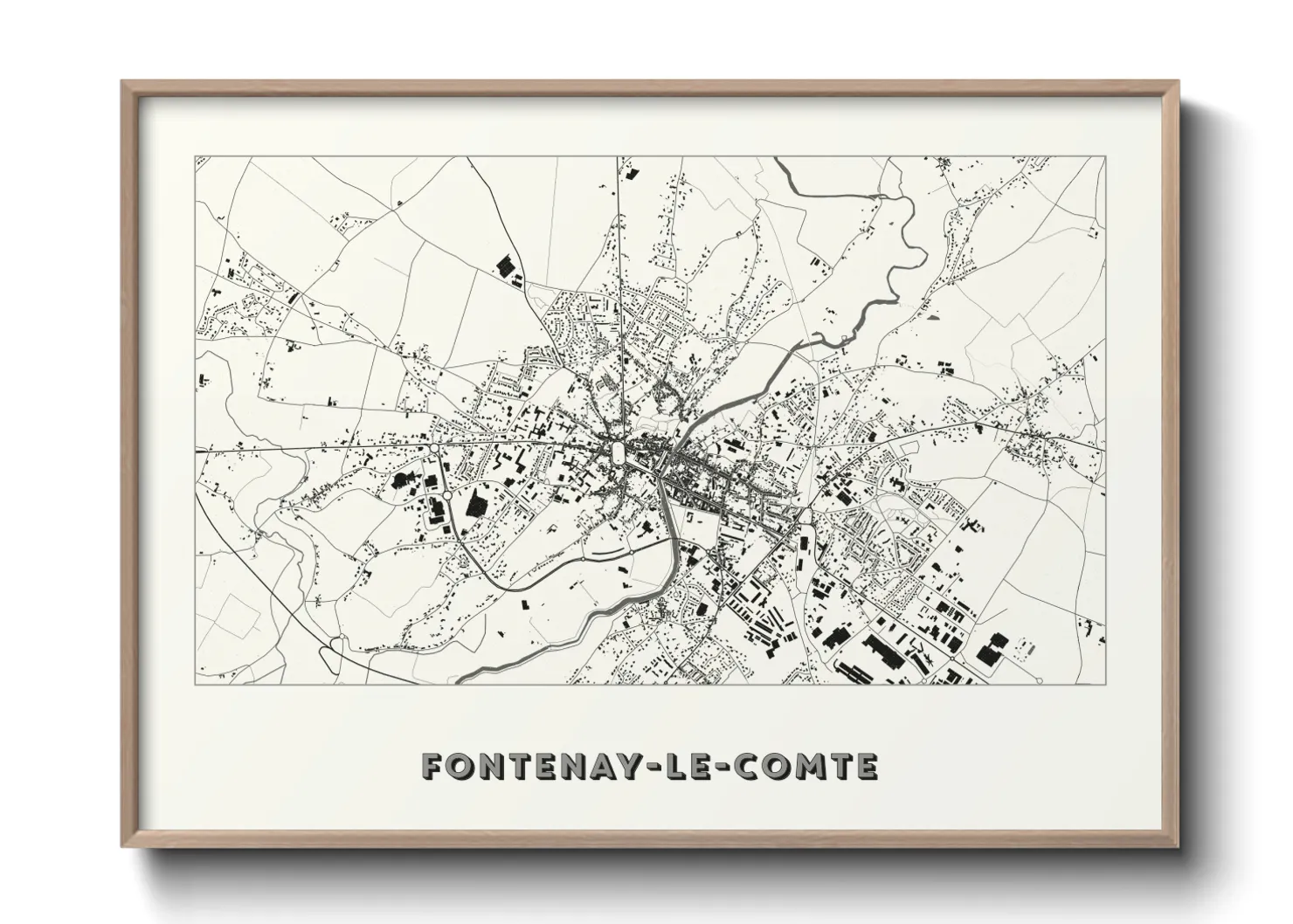 Une affiche de carte sur Fontenay-le-Comte