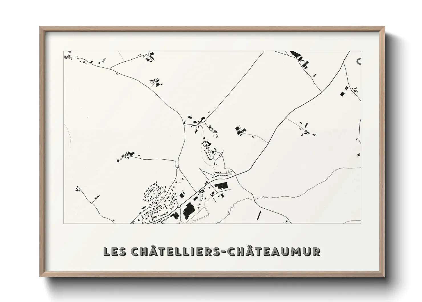 Une affiche de carte sur Les Châtelliers-Châteaumur