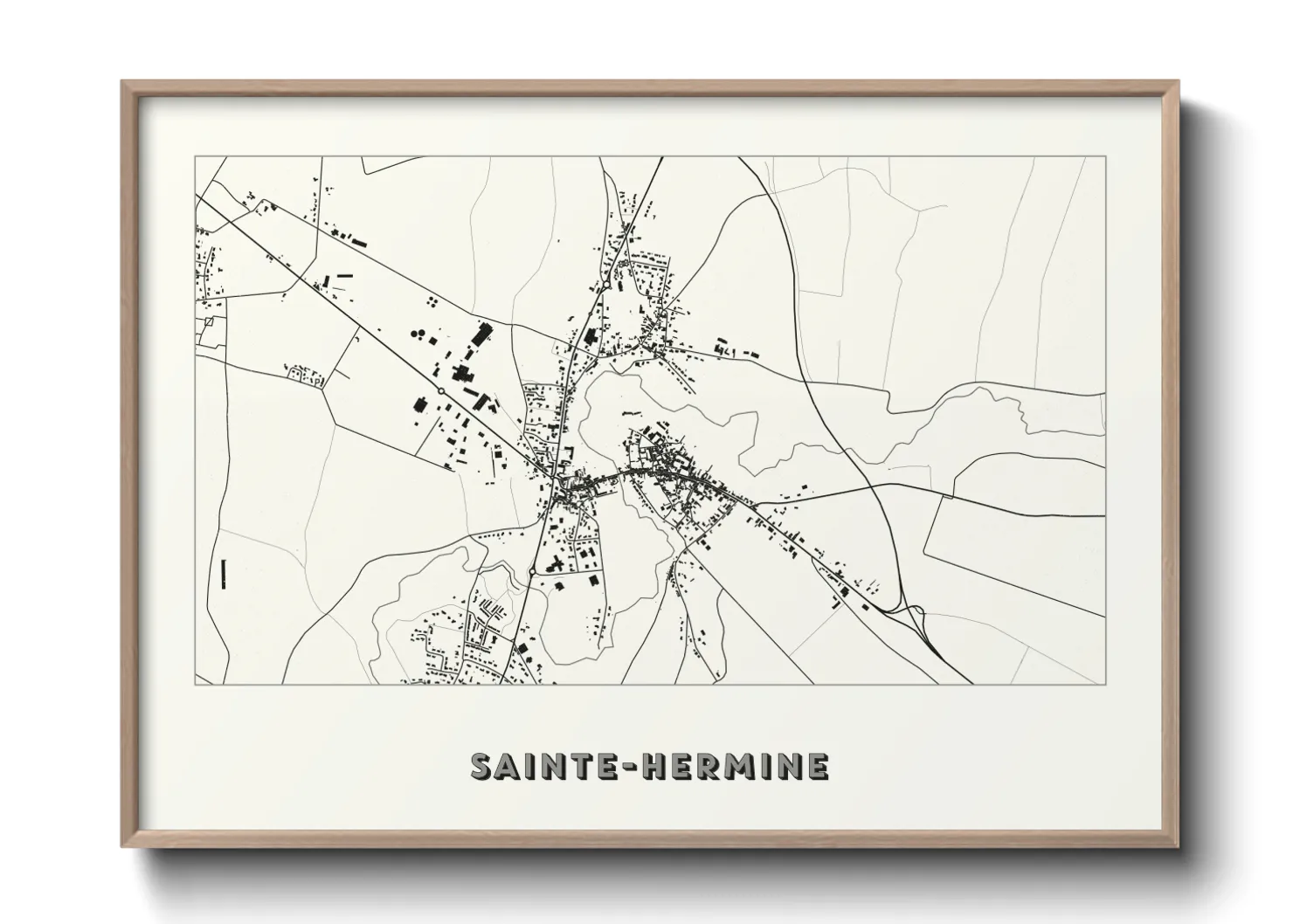 Une affiche de carte sur Sainte-Hermine