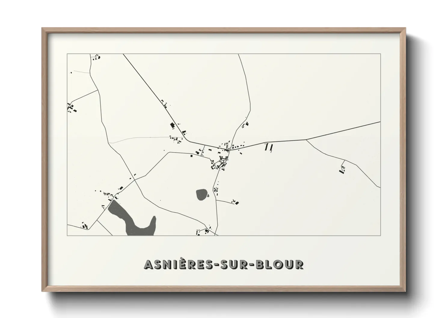 Une affiche de carte sur Asnières-sur-Blour