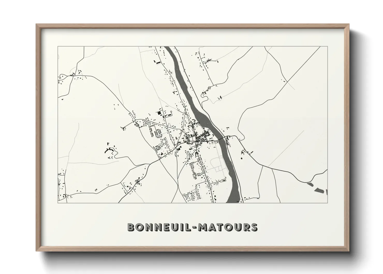 Une affiche de carte sur Bonneuil-Matours