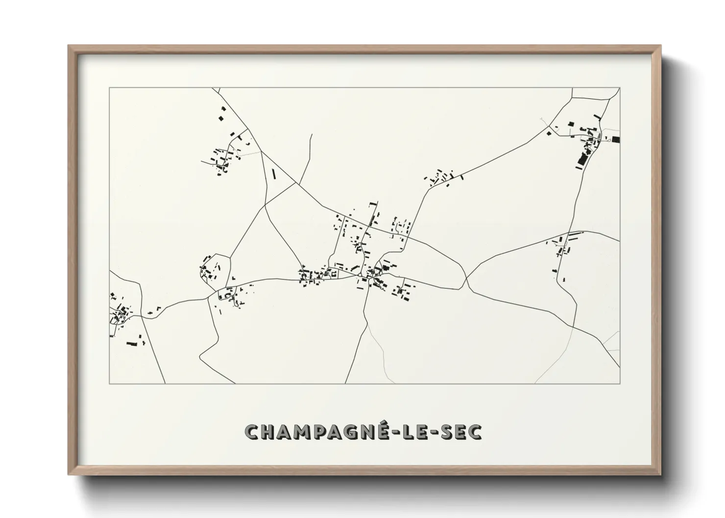 Une affiche de carte sur Champagné-le-Sec