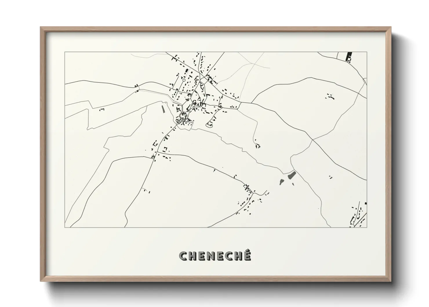 Une affiche de carte sur Cheneché