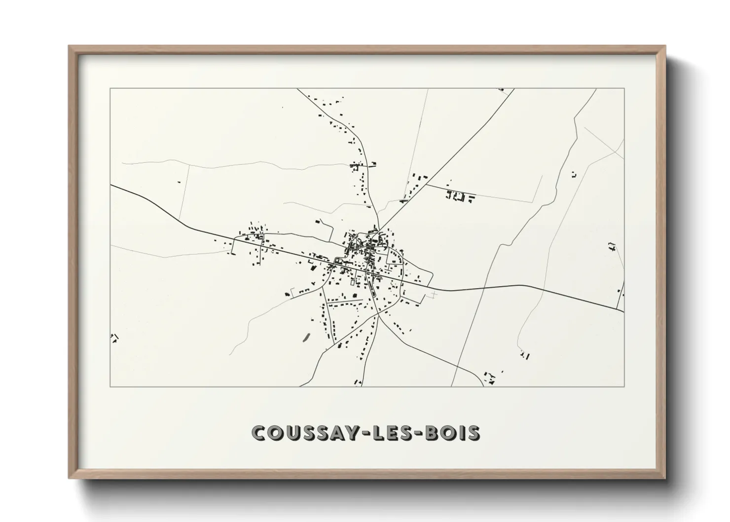 Une affiche de carte sur Coussay-les-Bois