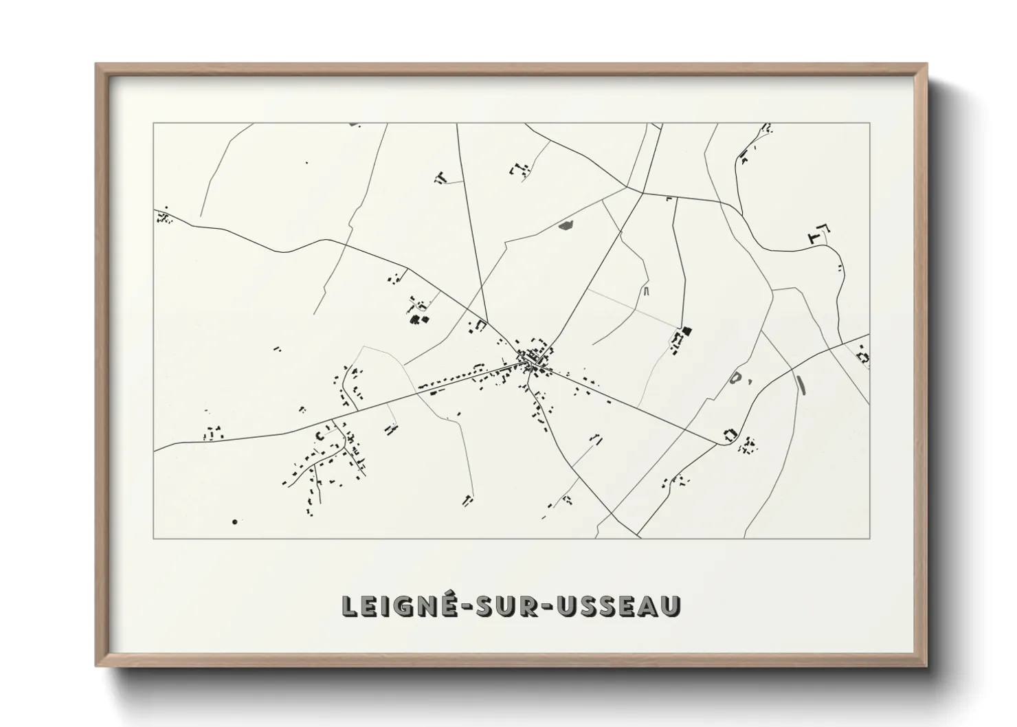 Une affiche de carte sur Leigné-sur-Usseau