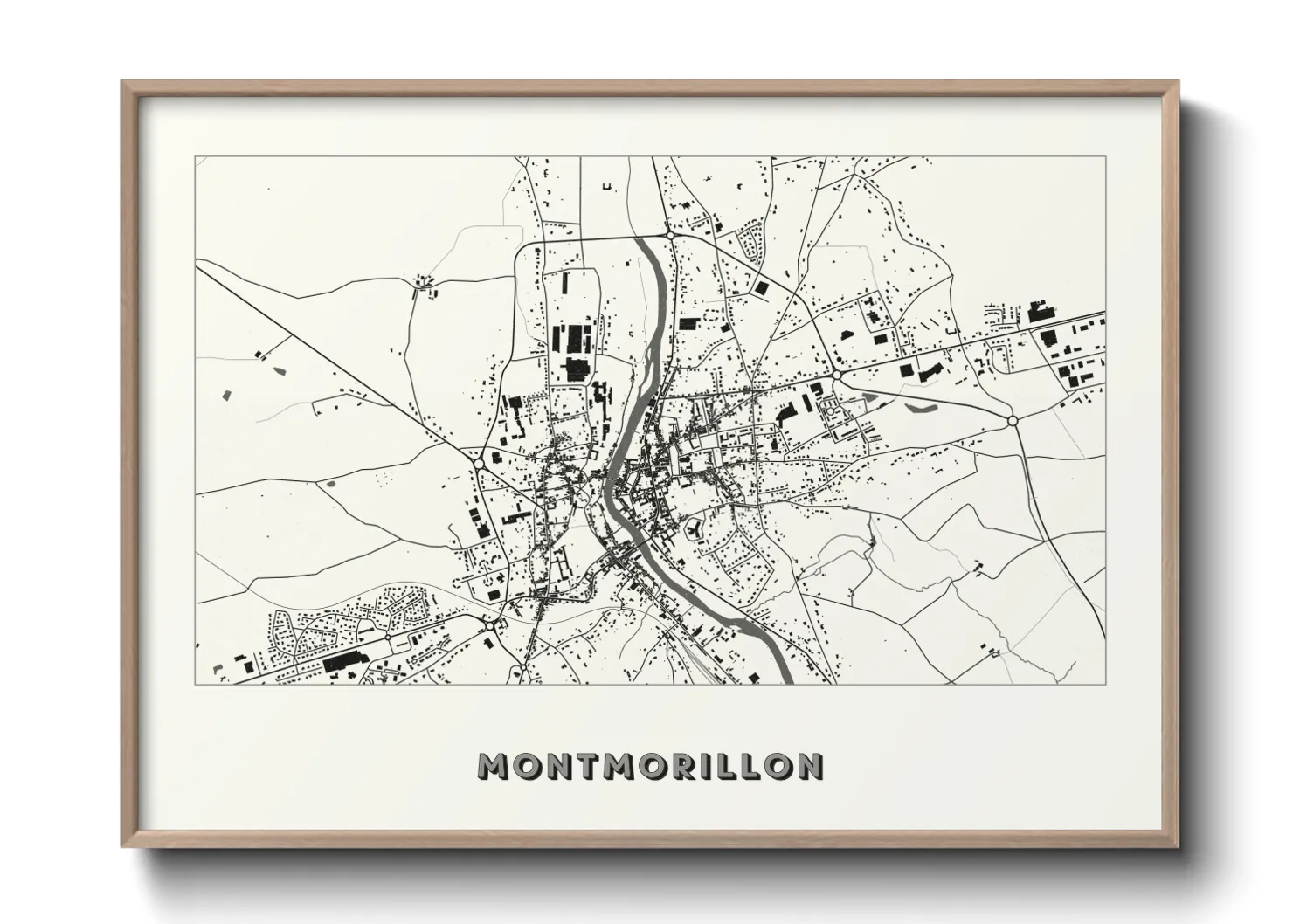 Une affiche de carte sur Montmorillon
