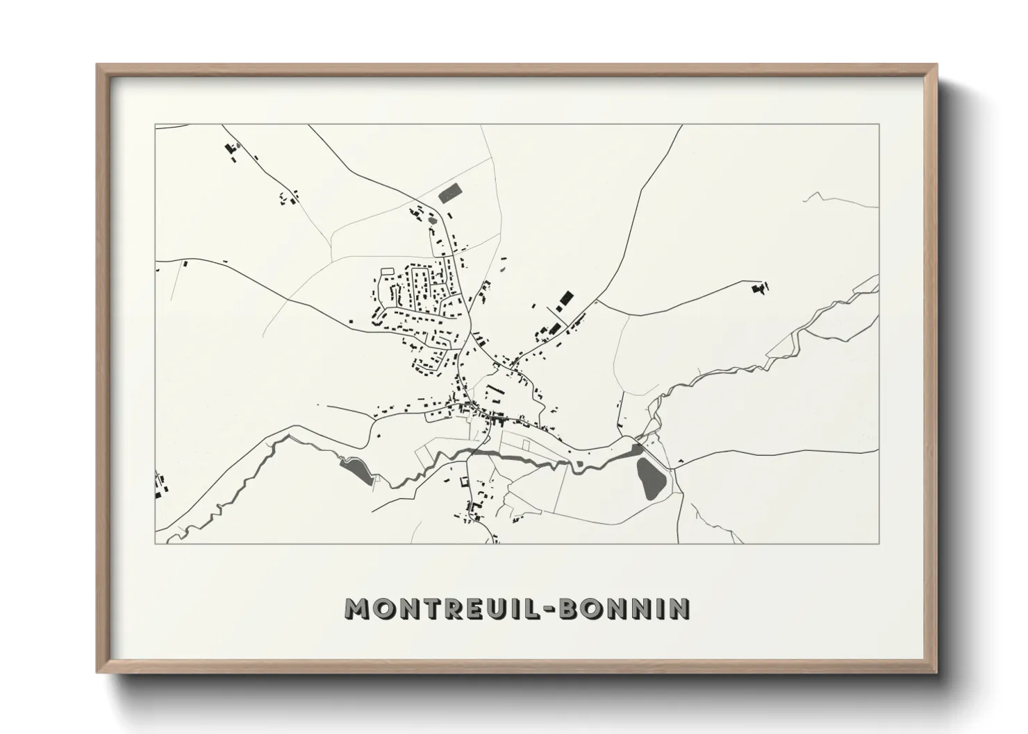 Une affiche de carte sur Montreuil-Bonnin