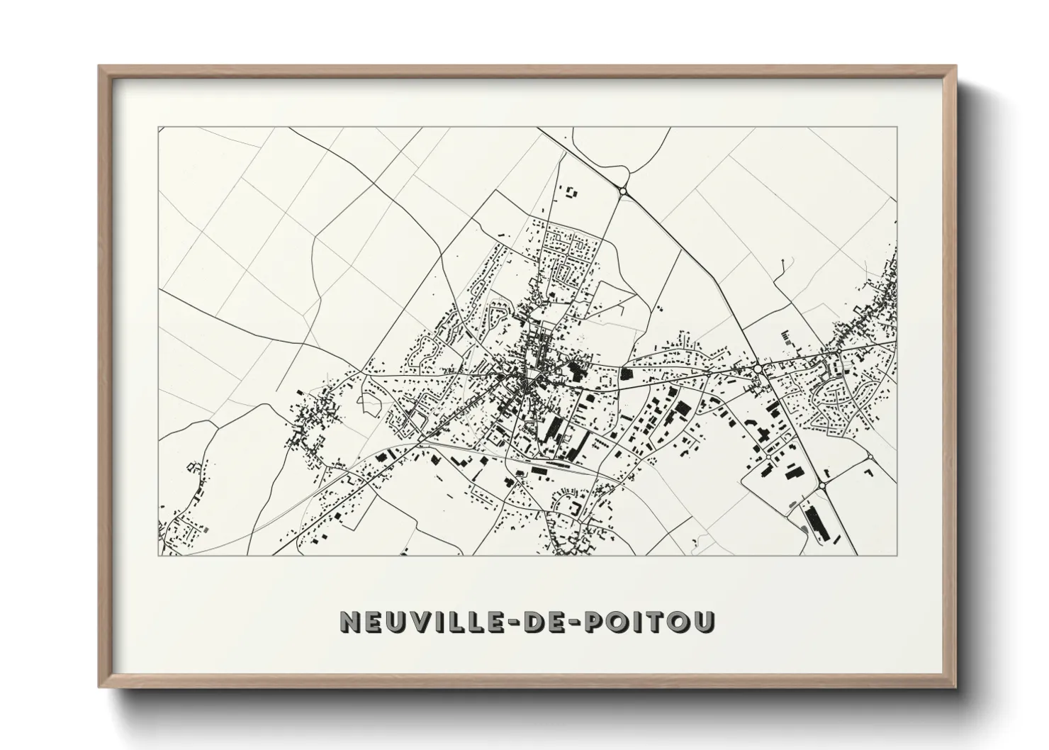 Une affiche de carte sur Neuville-de-Poitou