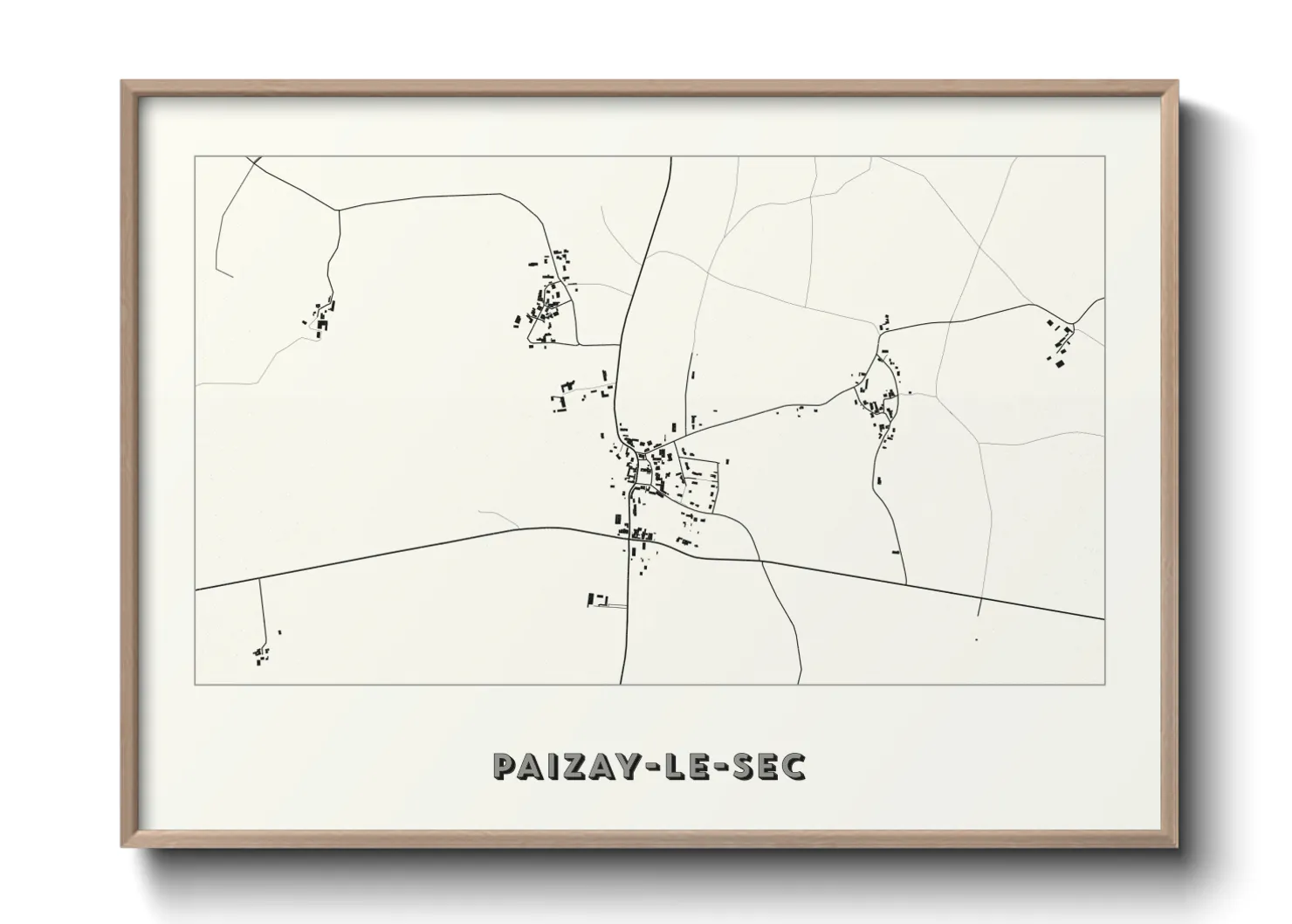 Une affiche de carte sur Paizay-le-Sec