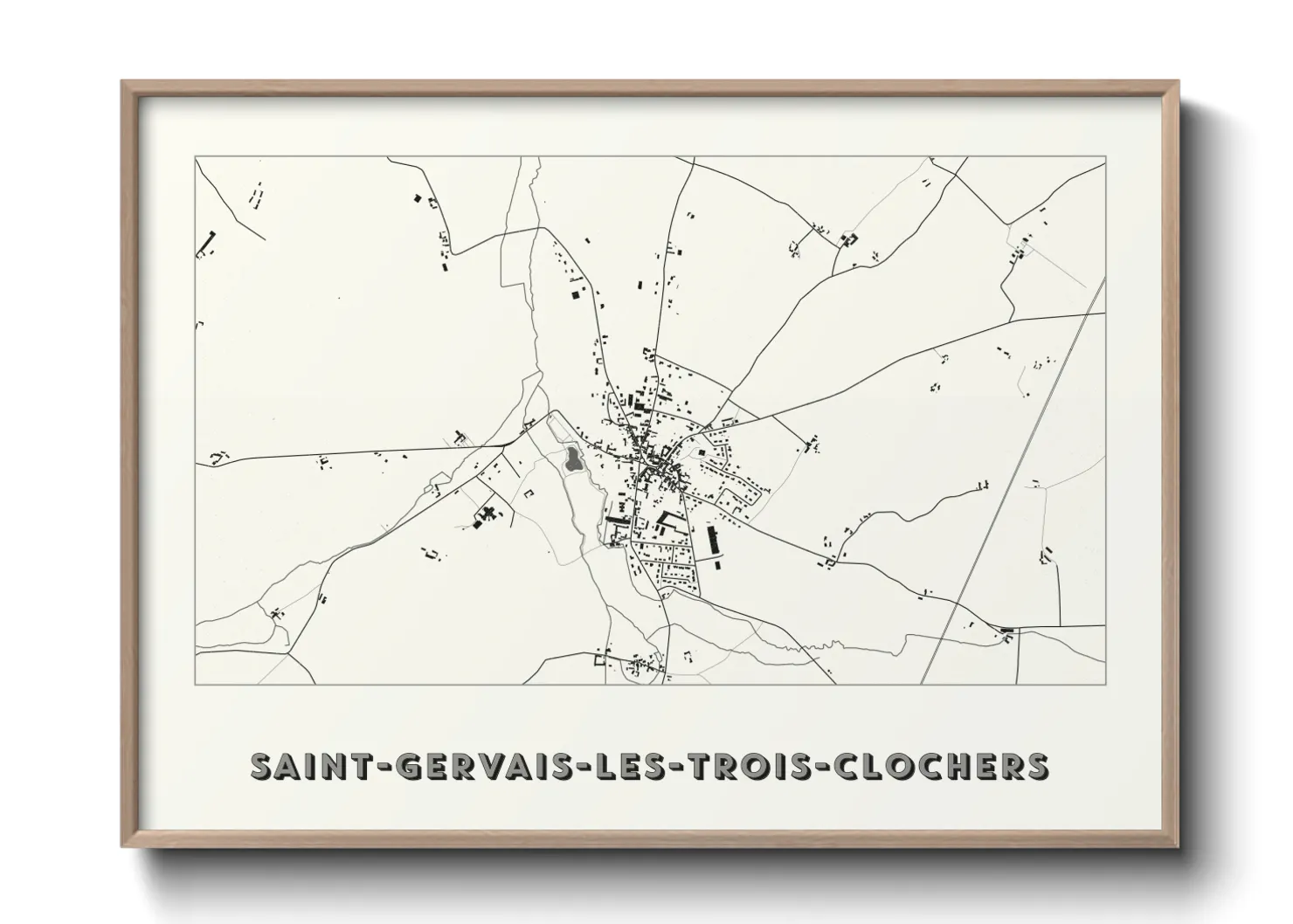 Une affiche de carte sur Saint-Gervais-les-Trois-Clochers