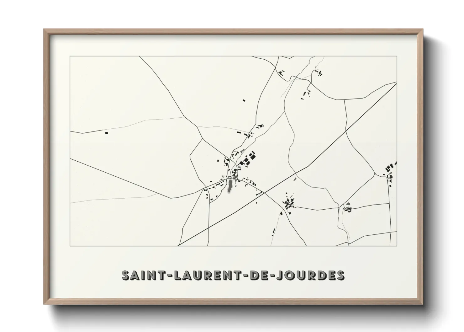 Une affiche de carte sur Saint-Laurent-de-Jourdes