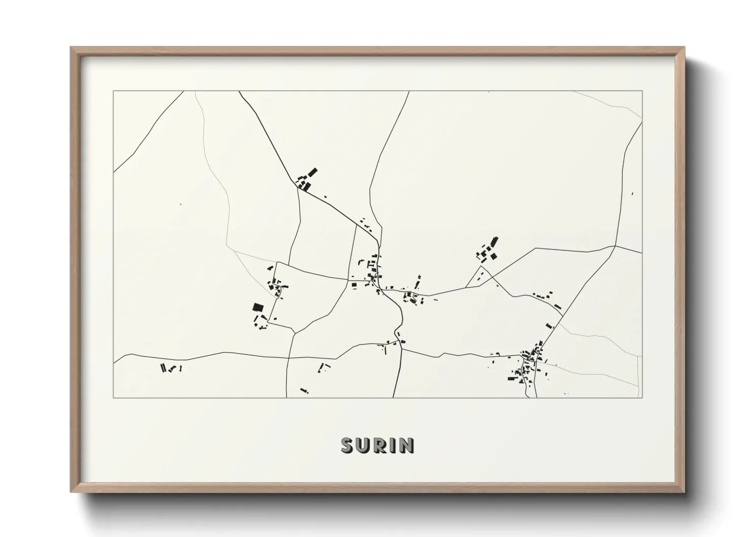 Une affiche de carte sur Surin