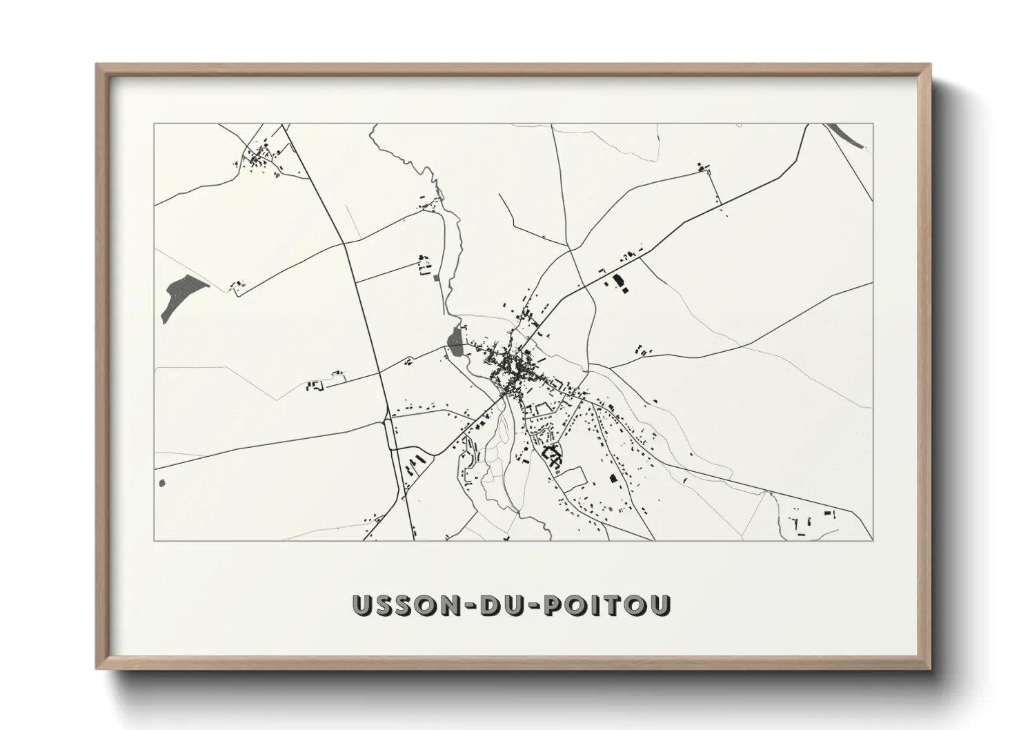 Une affiche de carte sur Usson-du-Poitou