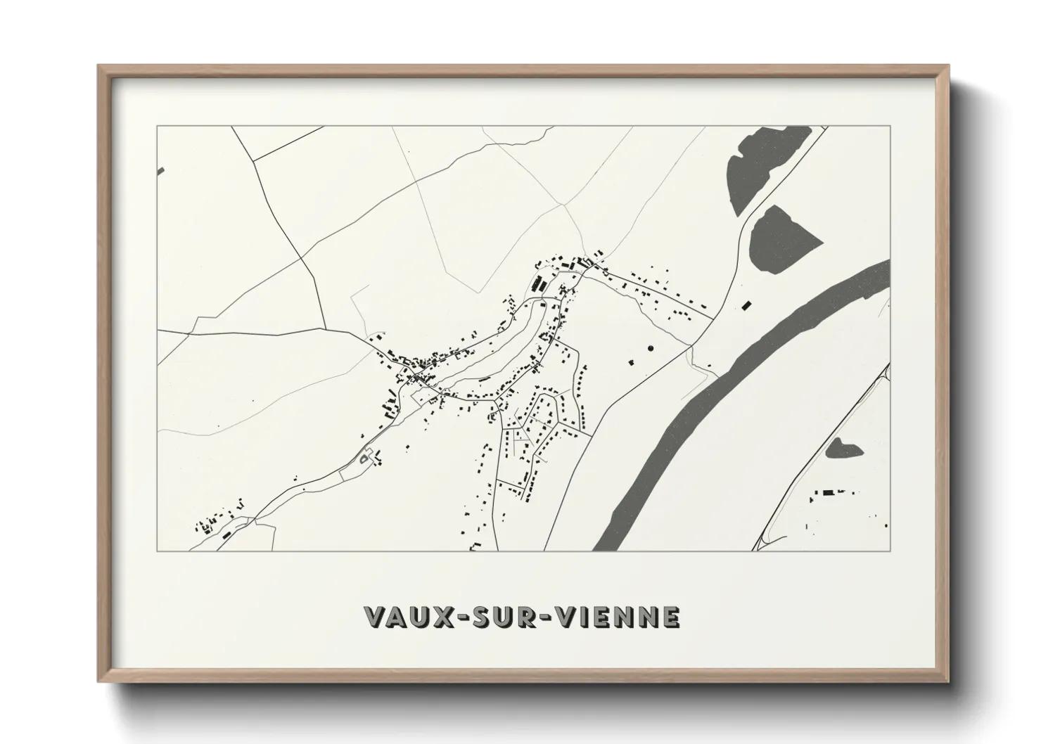 Une affiche de carte sur Vaux-sur-Vienne