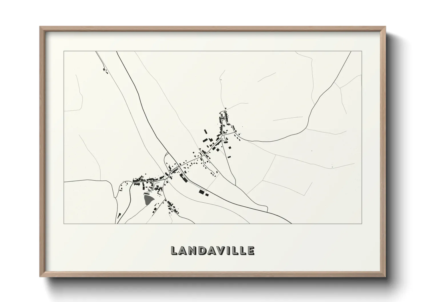 Une affiche de carte sur Landaville