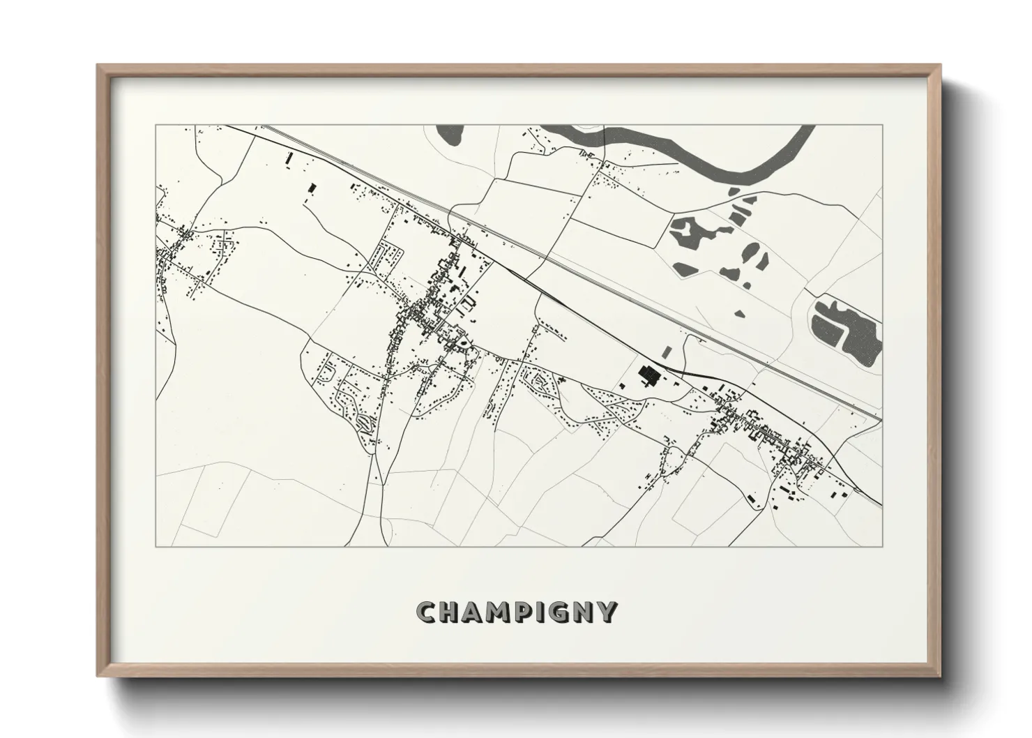 Une affiche de carte sur Champigny