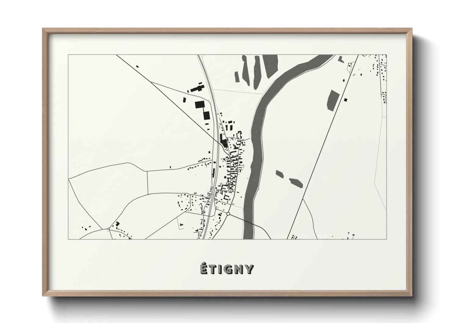Une affiche de carte sur Étigny