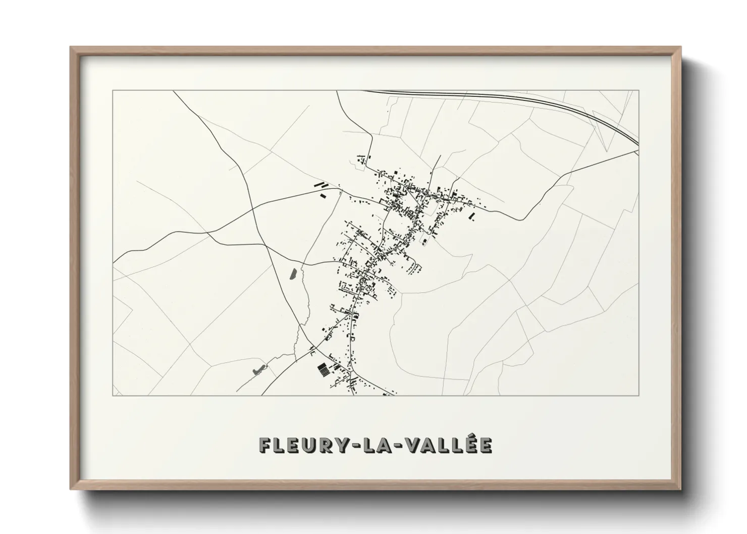 Une affiche de carte sur Fleury-la-Vallée