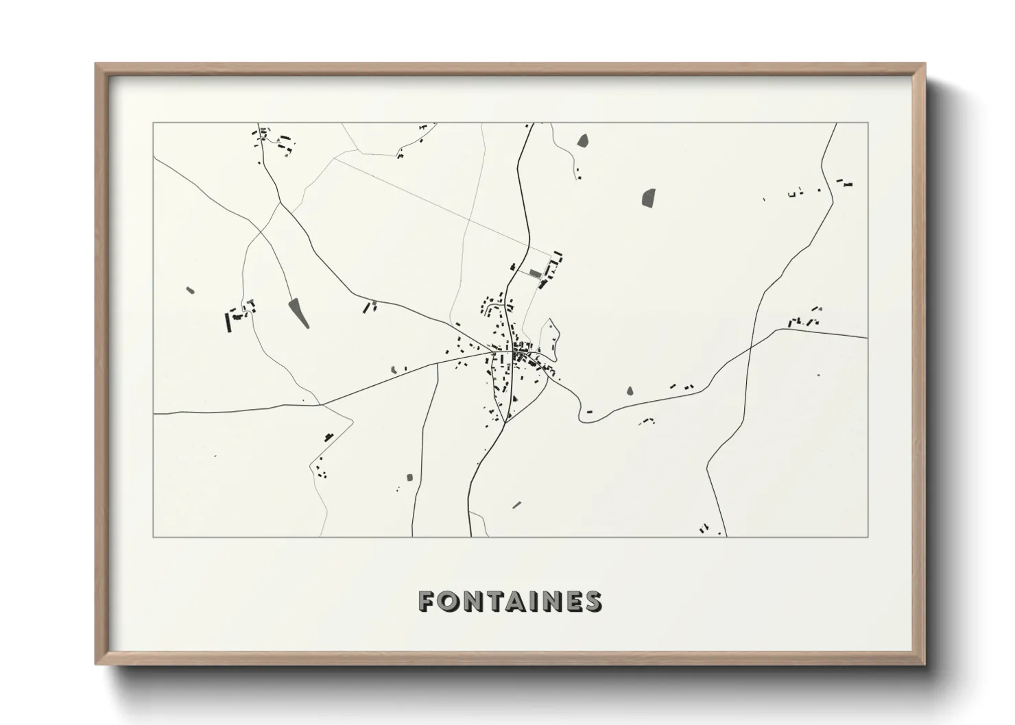 Une affiche de carte sur Fontaines