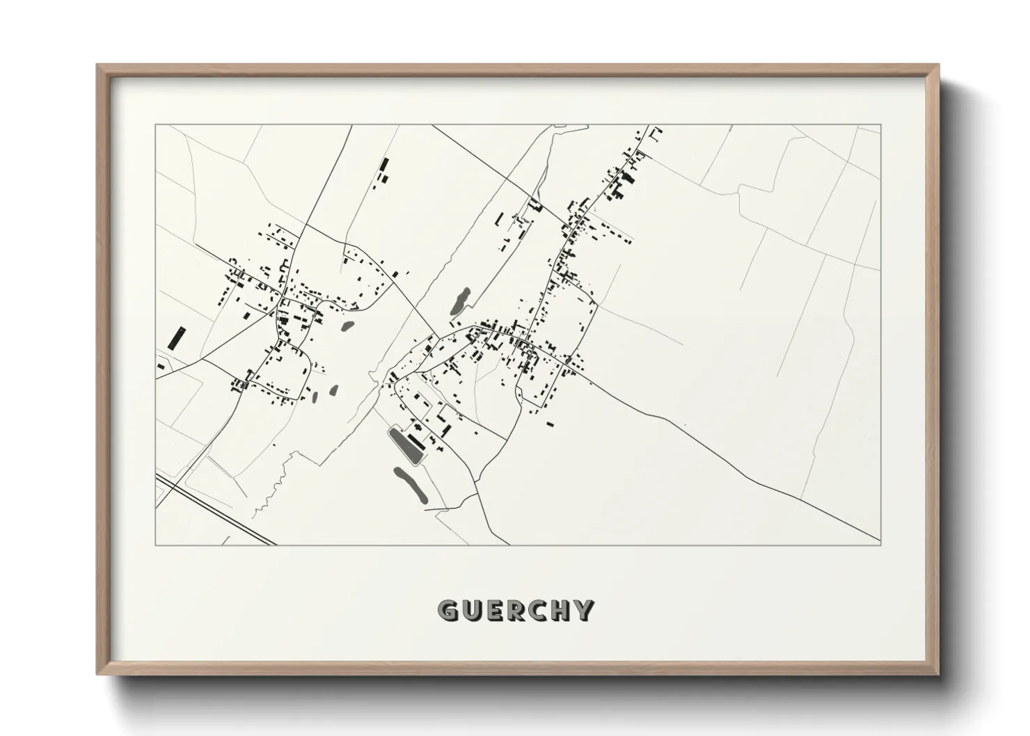 Une affiche de carte sur Guerchy