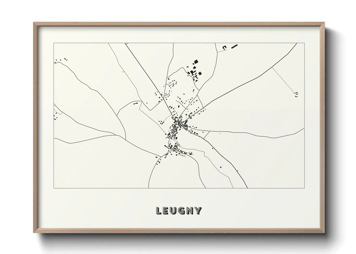 Une affiche de carte sur Leugny