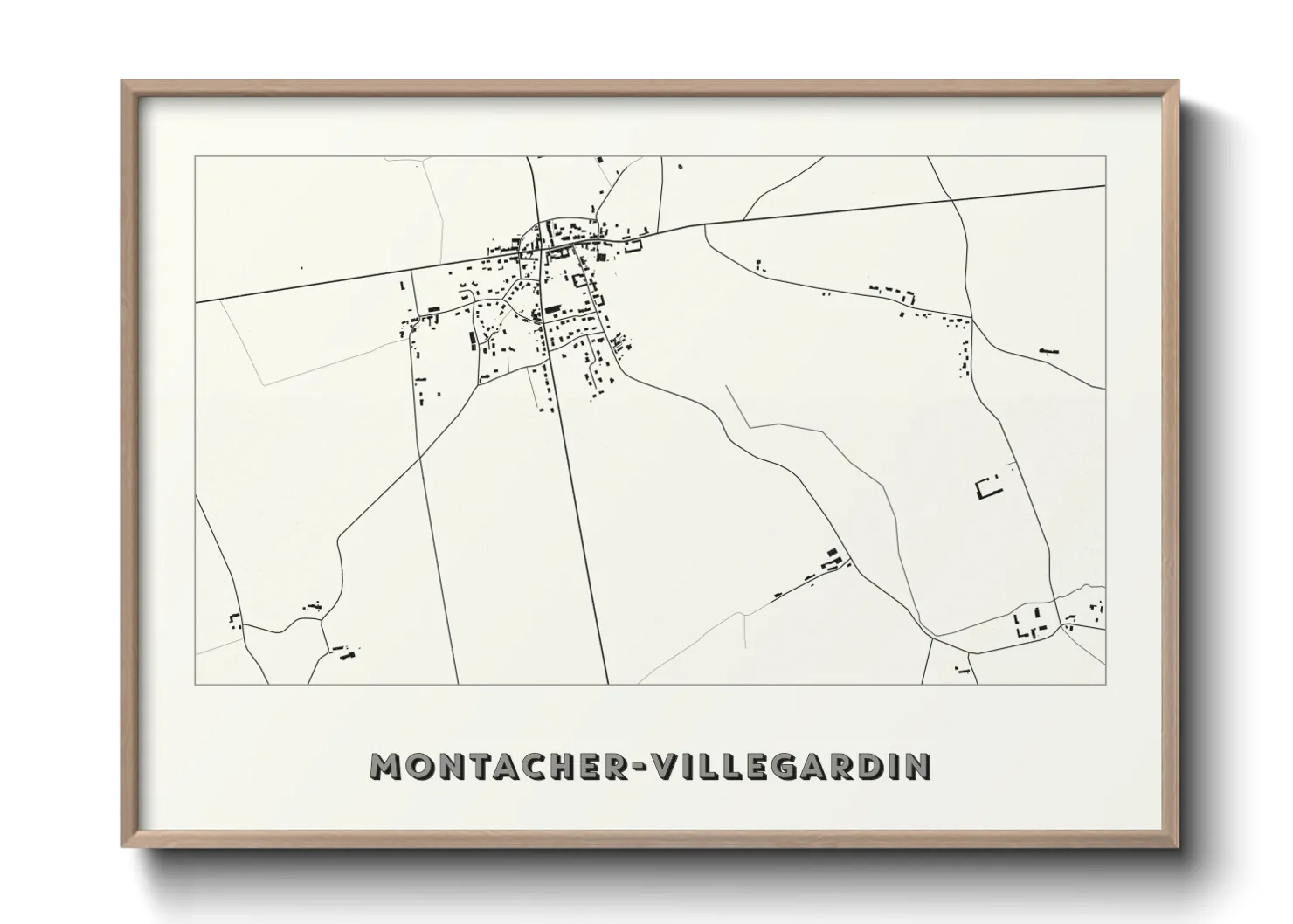 Une affiche de carte sur Montacher-Villegardin
