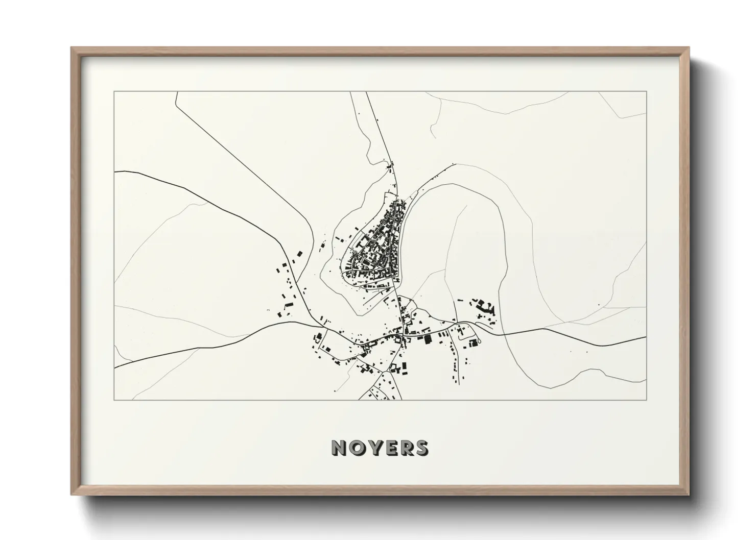 Une affiche de carte sur Noyers