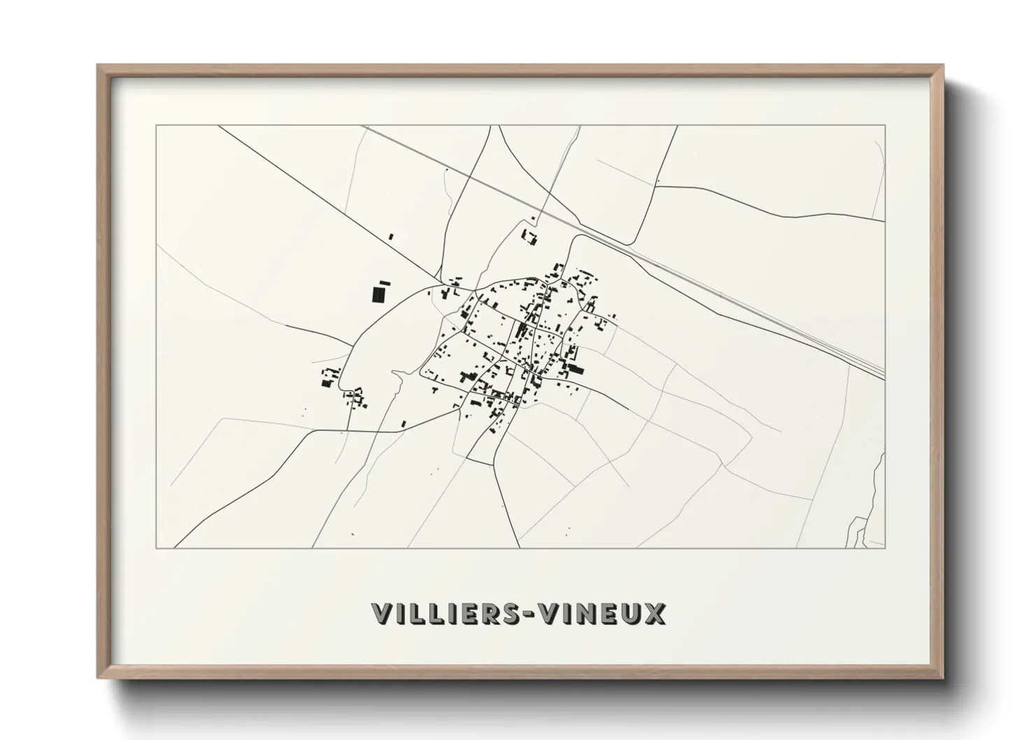 Une affiche de carte sur Villiers-Vineux