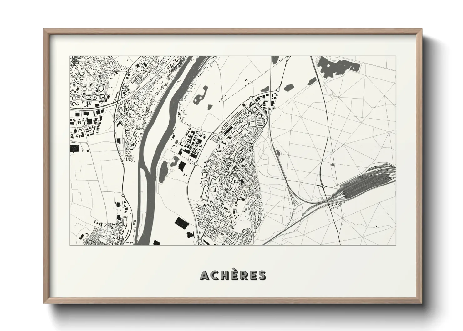 Une affiche de carte sur Achères
