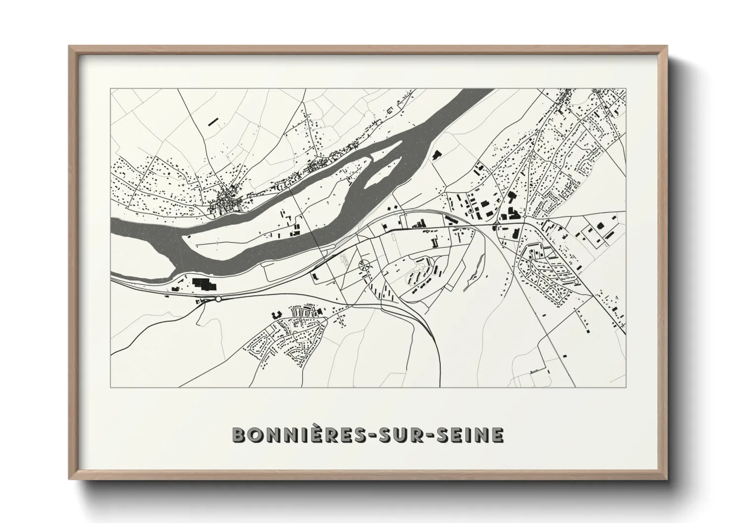 Une affiche de carte sur Bonnières-sur-Seine