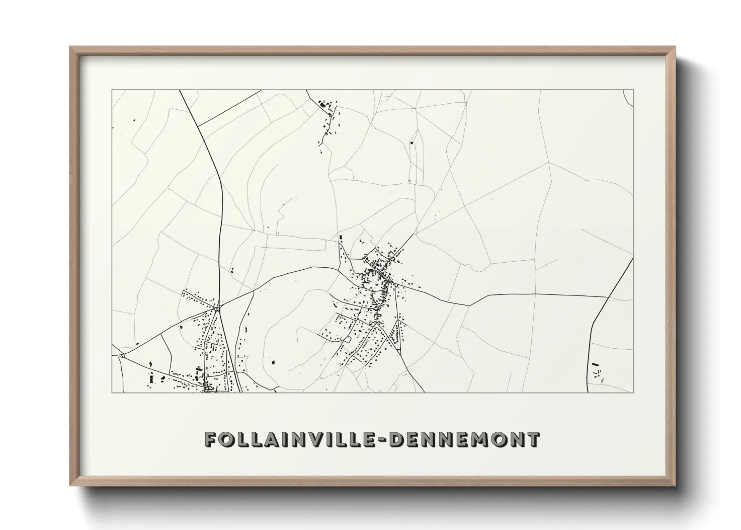 Une affiche de carte sur Follainville-Dennemont