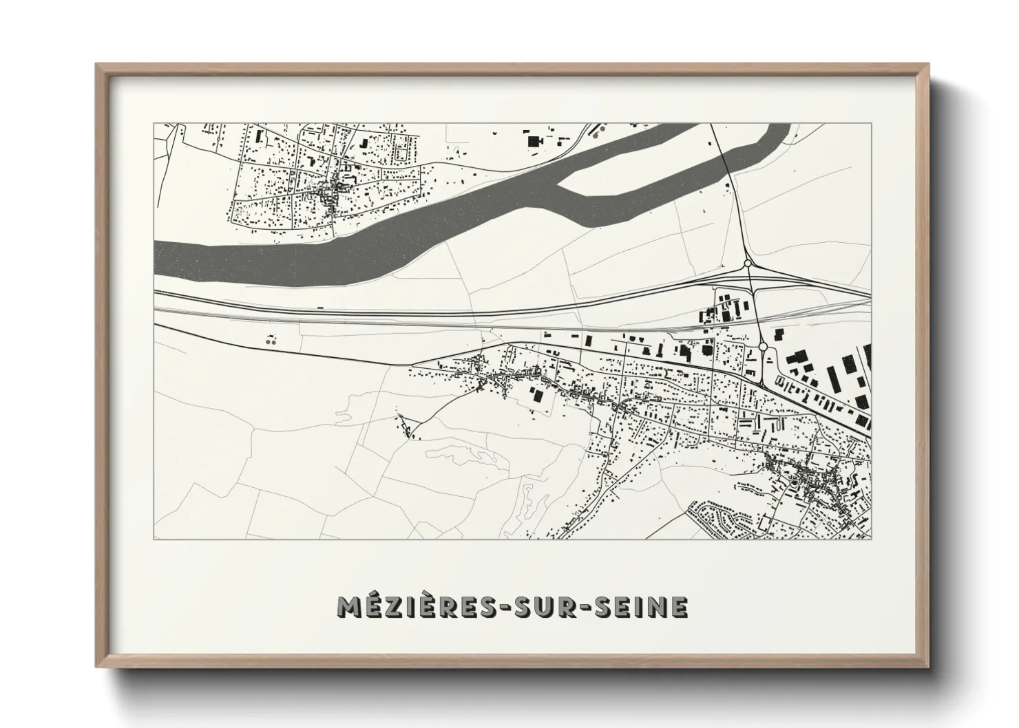 Une affiche de carte sur Mézières-sur-Seine