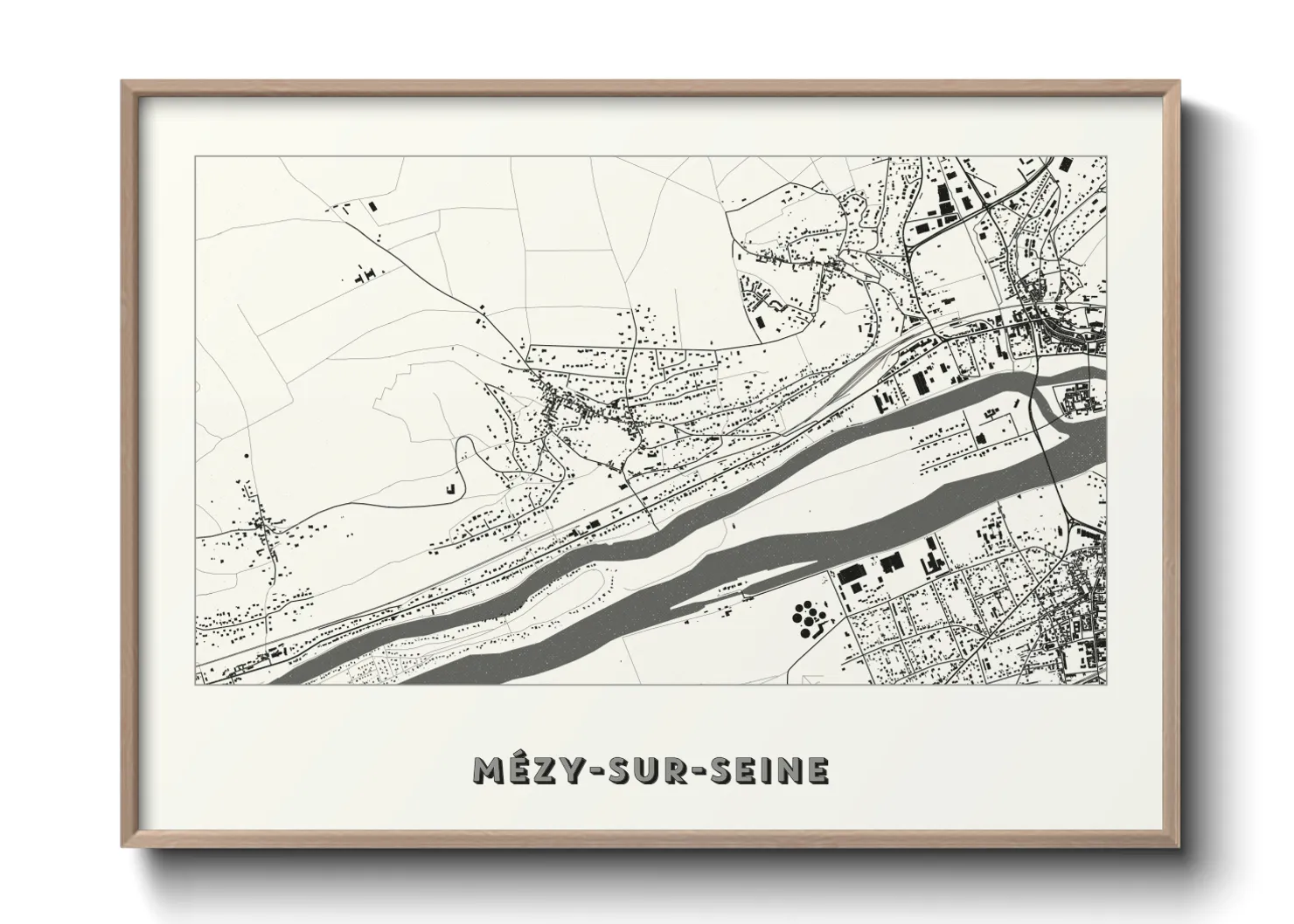 Une affiche de carte sur Mézy-sur-Seine