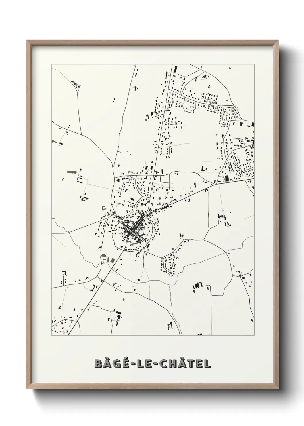 Une affiche de carte sur Bâgé-le-Châtel