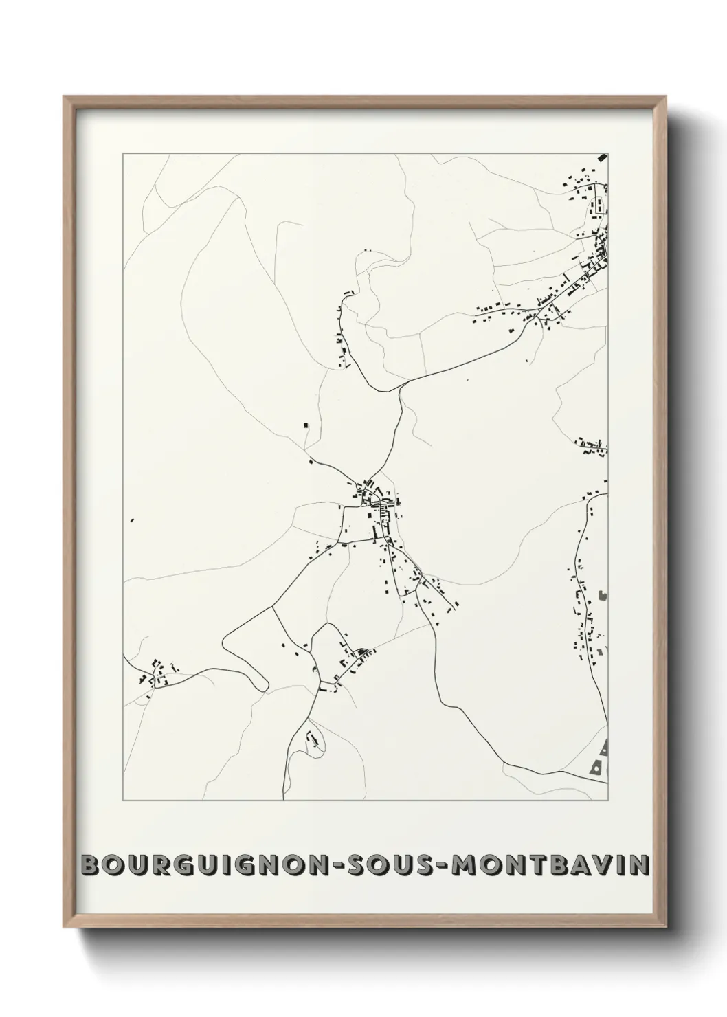 Une affiche de carte sur Bourguignon-sous-Montbavin