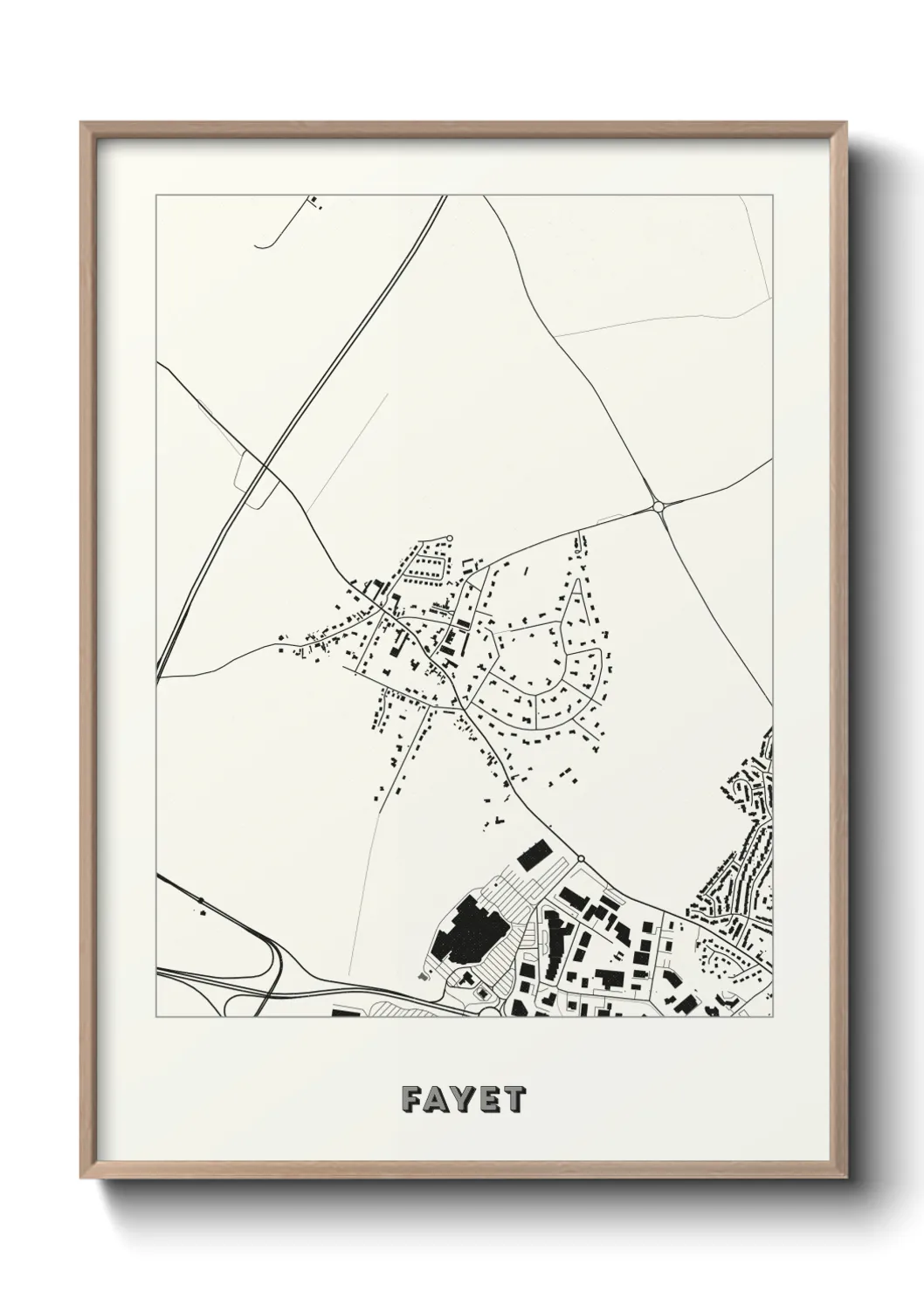 Une affiche de carte sur Fayet